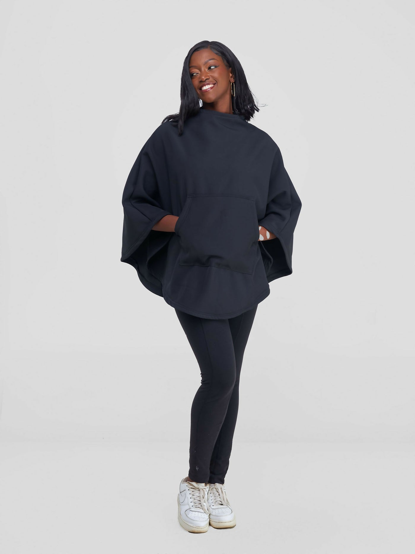 Timyt Urban Wear Thee Hot Shawl/With Hidden Zipper For Effortless Wear - Black