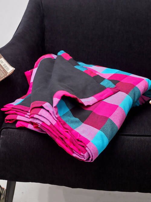 Pink Hippo Maasai Fleece Blanket - Pink/Blue - Shopzetu