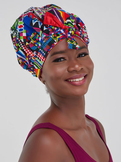 Nywele Chronicles Nile Headwrap - Pink / Orange Print - Shopzetu