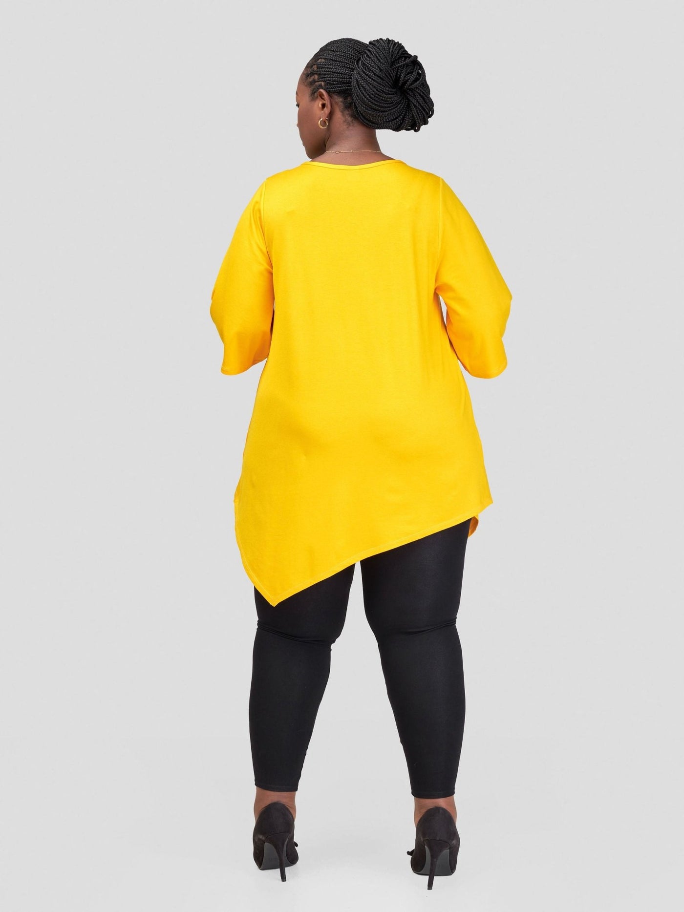 Vivo Leila Asymmetrical Angel Sleeve Top - Yellow - Shopzetu