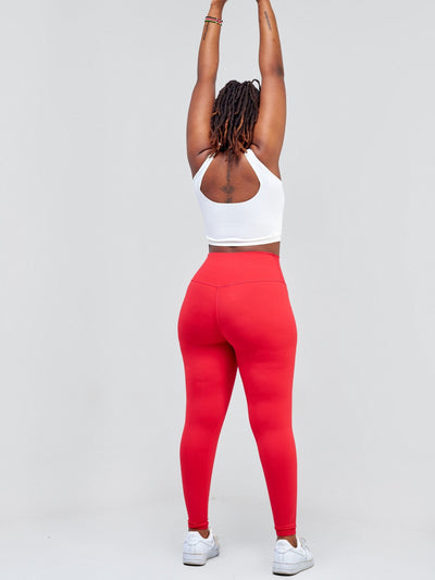 Ava Fitness Bella Workout Leggings - Red - Shopzetu