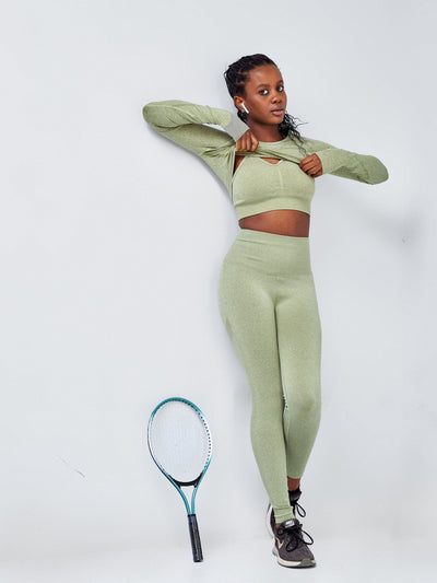 Ava Fitness Merlin 3 Piece Yoga Set - Lime Green - Shopzetu