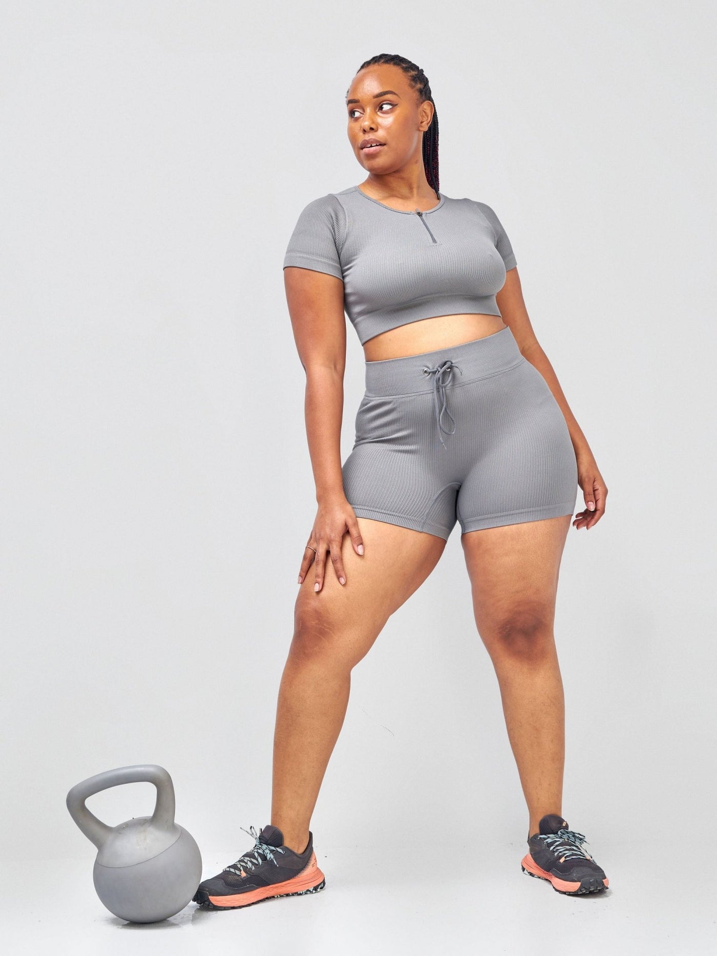 Ava Fitness Lizzy 5 piece Gym Set - Grey - Shopzetu