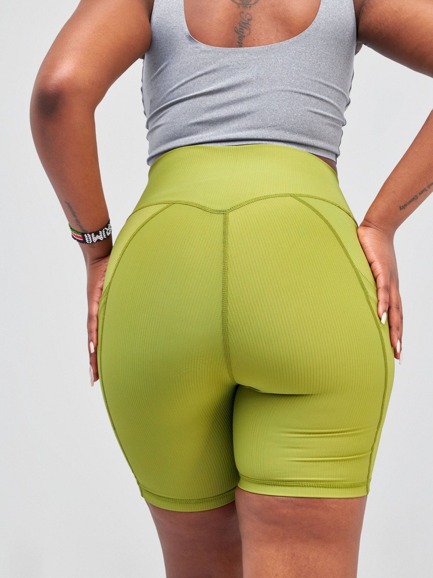 Ava Fitness Mylah Biker Workout Shorts - Green - Shopzetu
