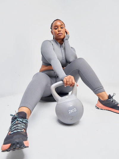 Ava Fitness Lizzy 5 piece Gym Set - Grey - Shopzetu
