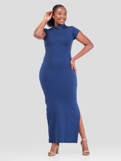 Zia Africa ''Navy Baddie'' Bodycon Maxi Dress - Navy - Shopzetu