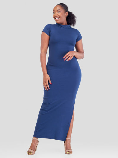 Zia Africa ''Navy Baddie'' Bodycon Maxi Dress - Navy - Shopzetu