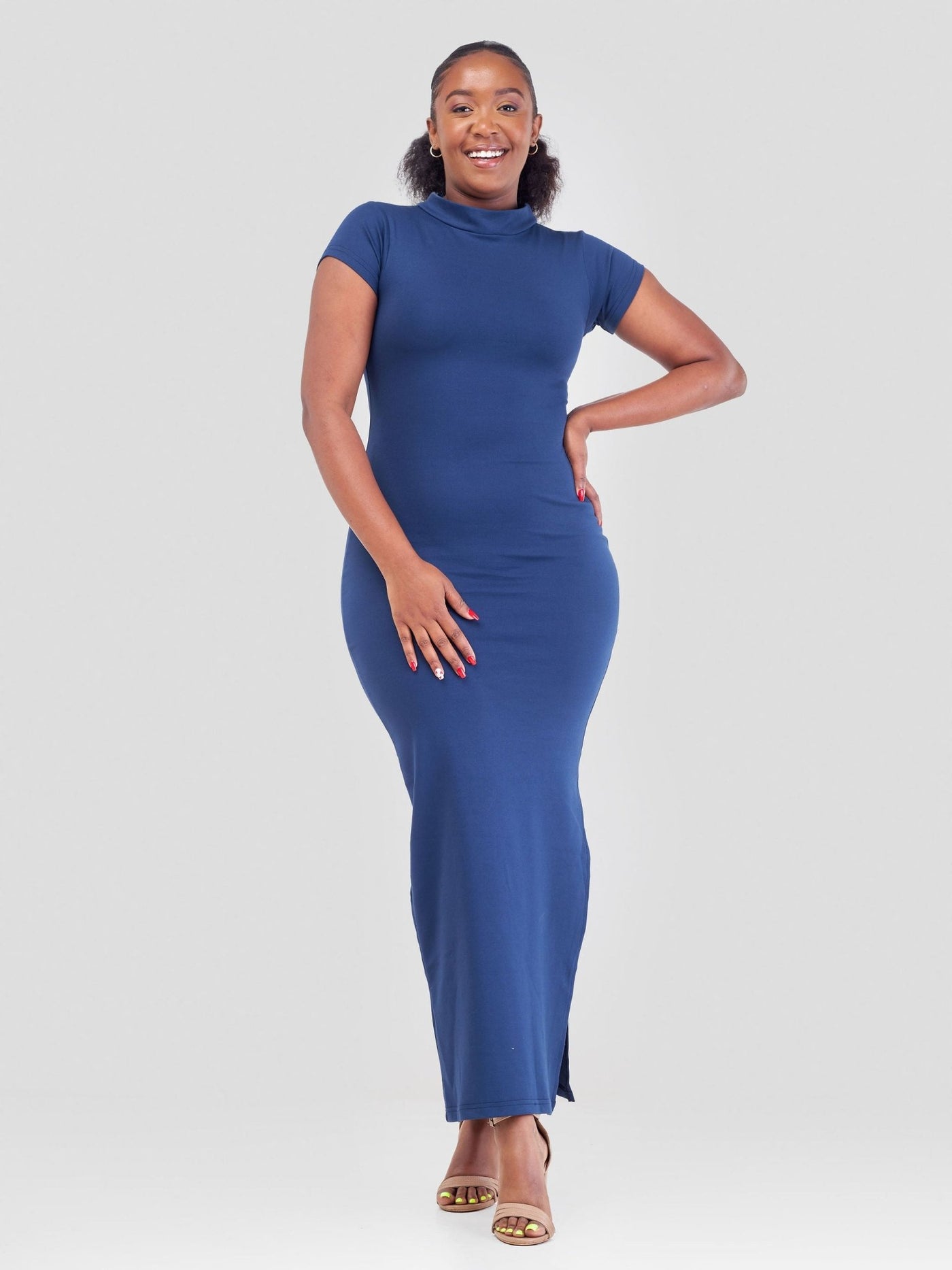 Zia Africa ''Navy Baddie'' Bodycon Maxi Dress - Navy - Shopzetu