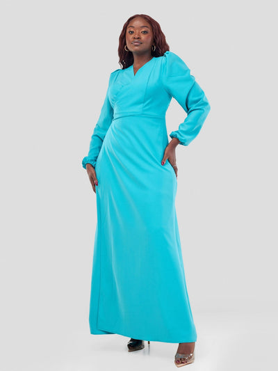 Zia Africa ''Santana'' Maxi Dress - Turquoise - Shopzetu