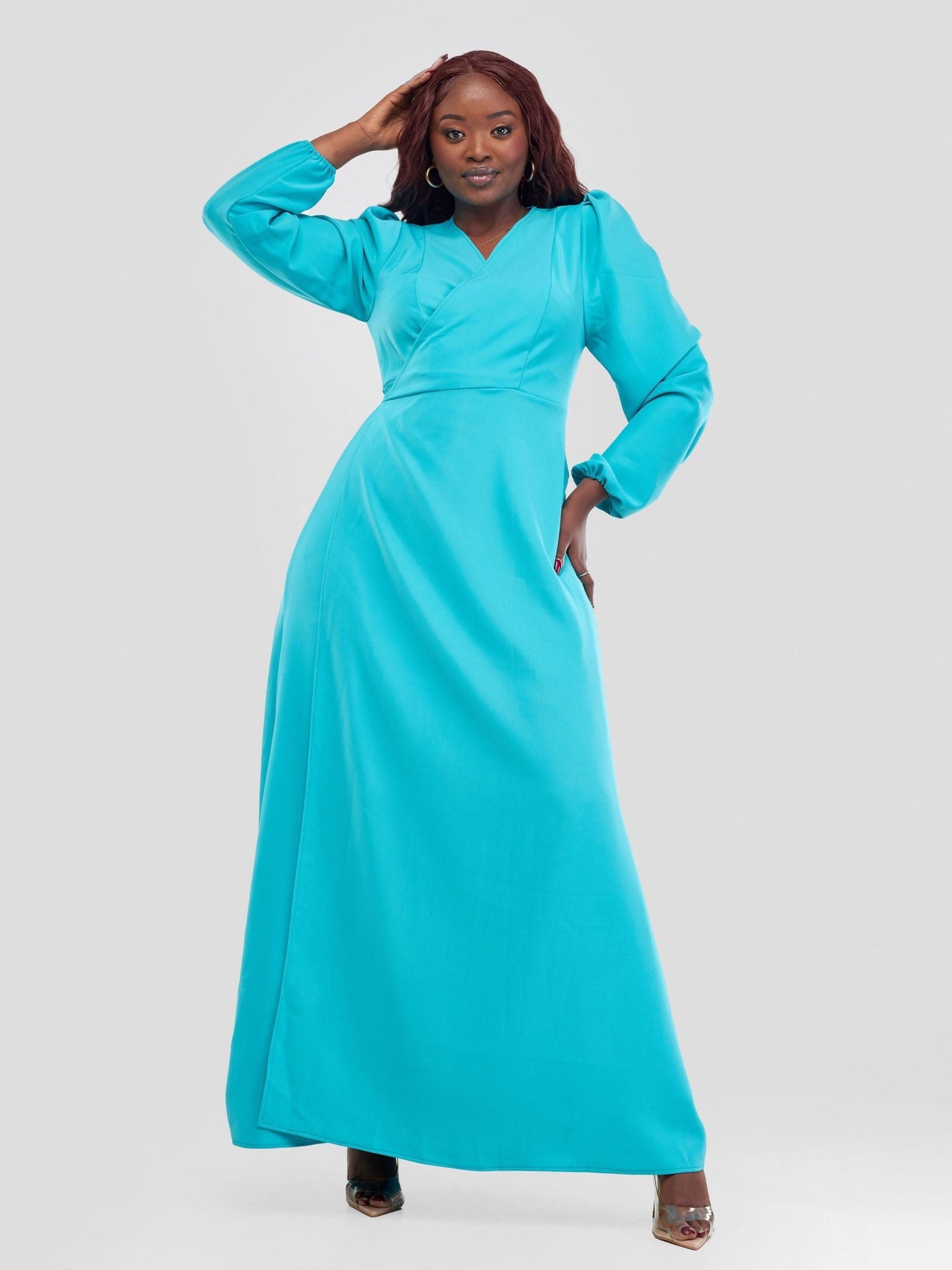 Zia Africa ''Santana'' Maxi Dress - Turquoise - Shopzetu