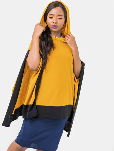 Vivo Basic Dada Poncho - Mustard/Black - Shopzetu