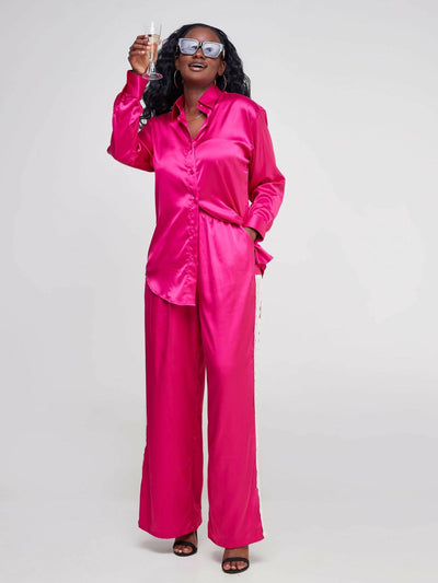 Fauza Design Karembo Silk Pant Sets - Pink - Shopzetu