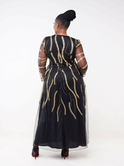Bold N Chic Sequined Tulle Dress - Black - Shopzetu