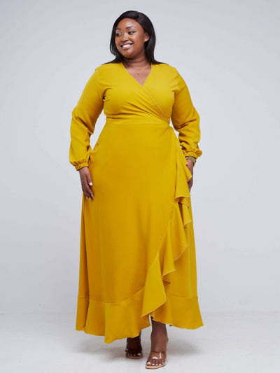 Salok Havilah Kira Wrap Dress - Mustard - Shopzetu