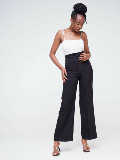 The Fashion Frenzy Flared Pants - Black - Shopzetu