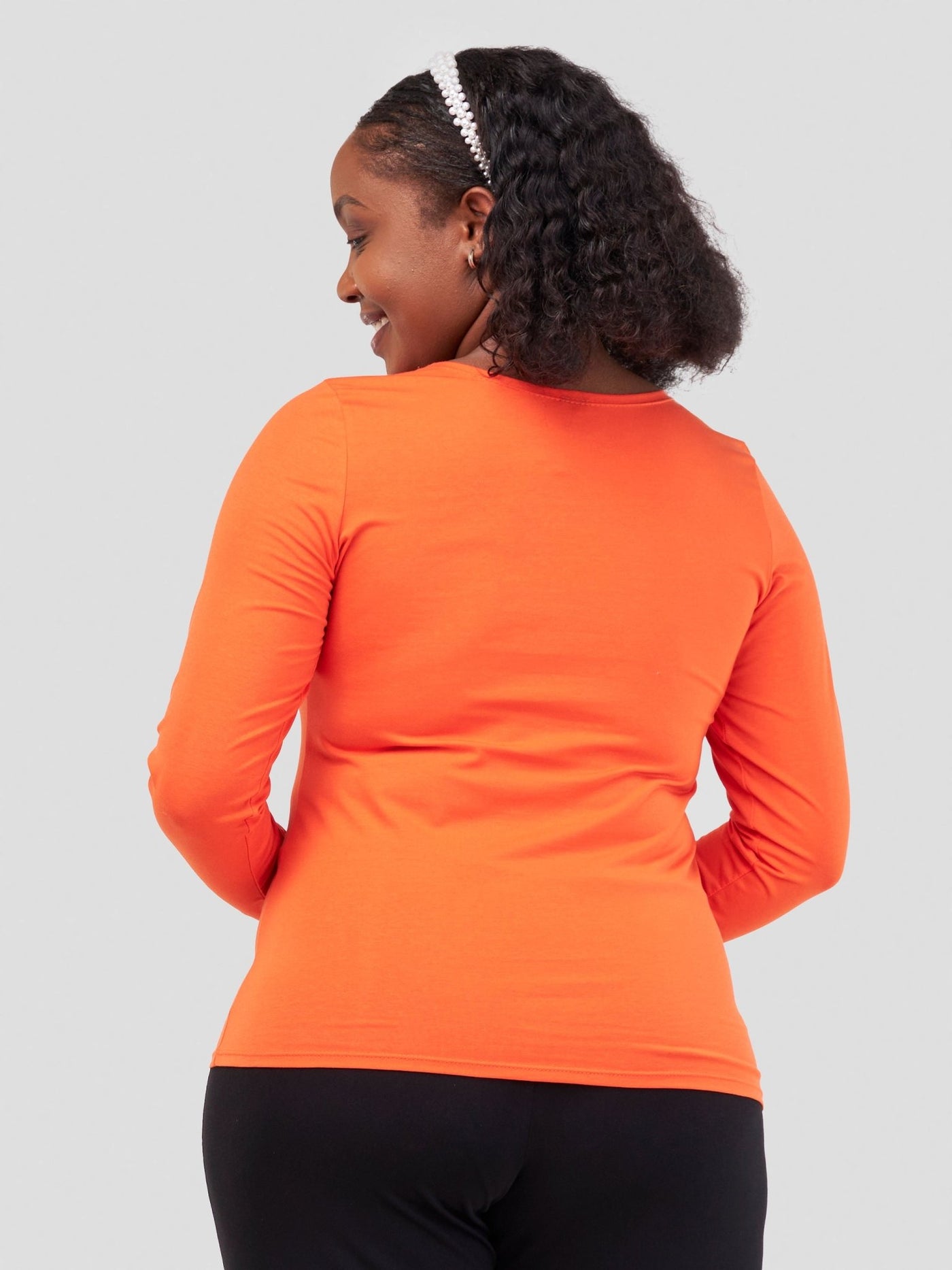 Zoya Basic Long Sleeve Top - Orange - Shopzetu