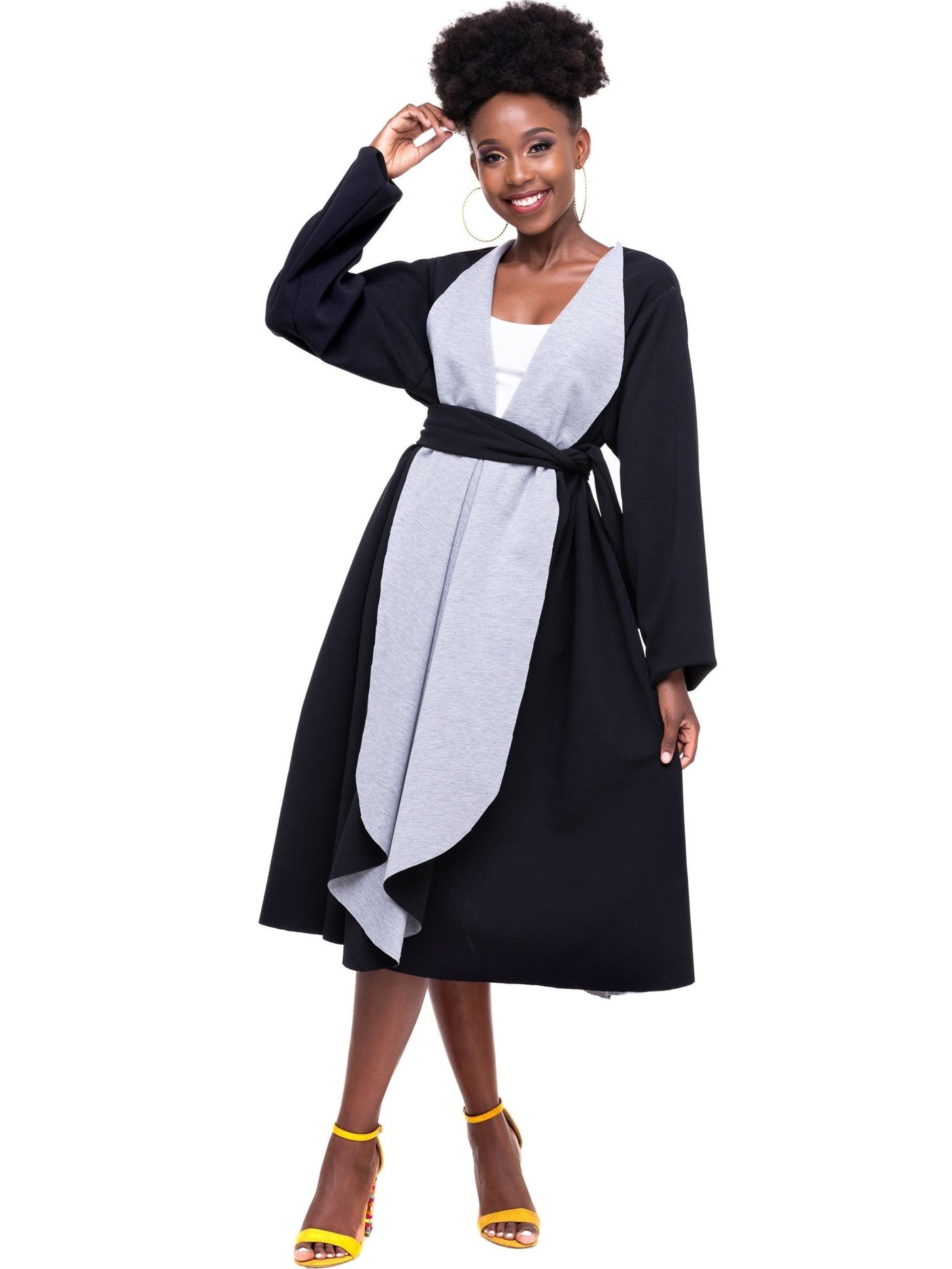 African Yuva Nasimiyu Coat Kimono - Black - Shopzetu