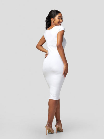 Vivo Basic Cap Sleeved Leila Dress - White - Shopzetu