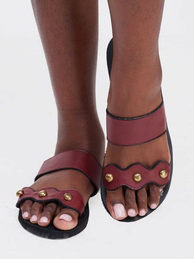 Biba Trends Collections Maroon Sandals - Maroon / Black - Shopzetu