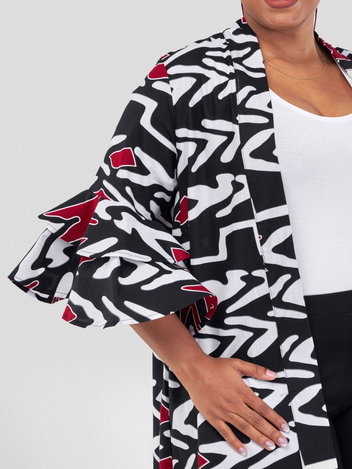 Vivo Naya Flounce Sleeve Kimono - Mshale - Shopzetu