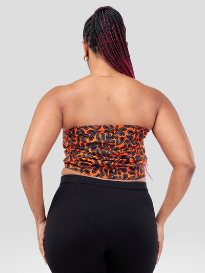 Vivo Kitenge Multi Purpose Wrap - Orange / Black Ankara Print - Shopzetu