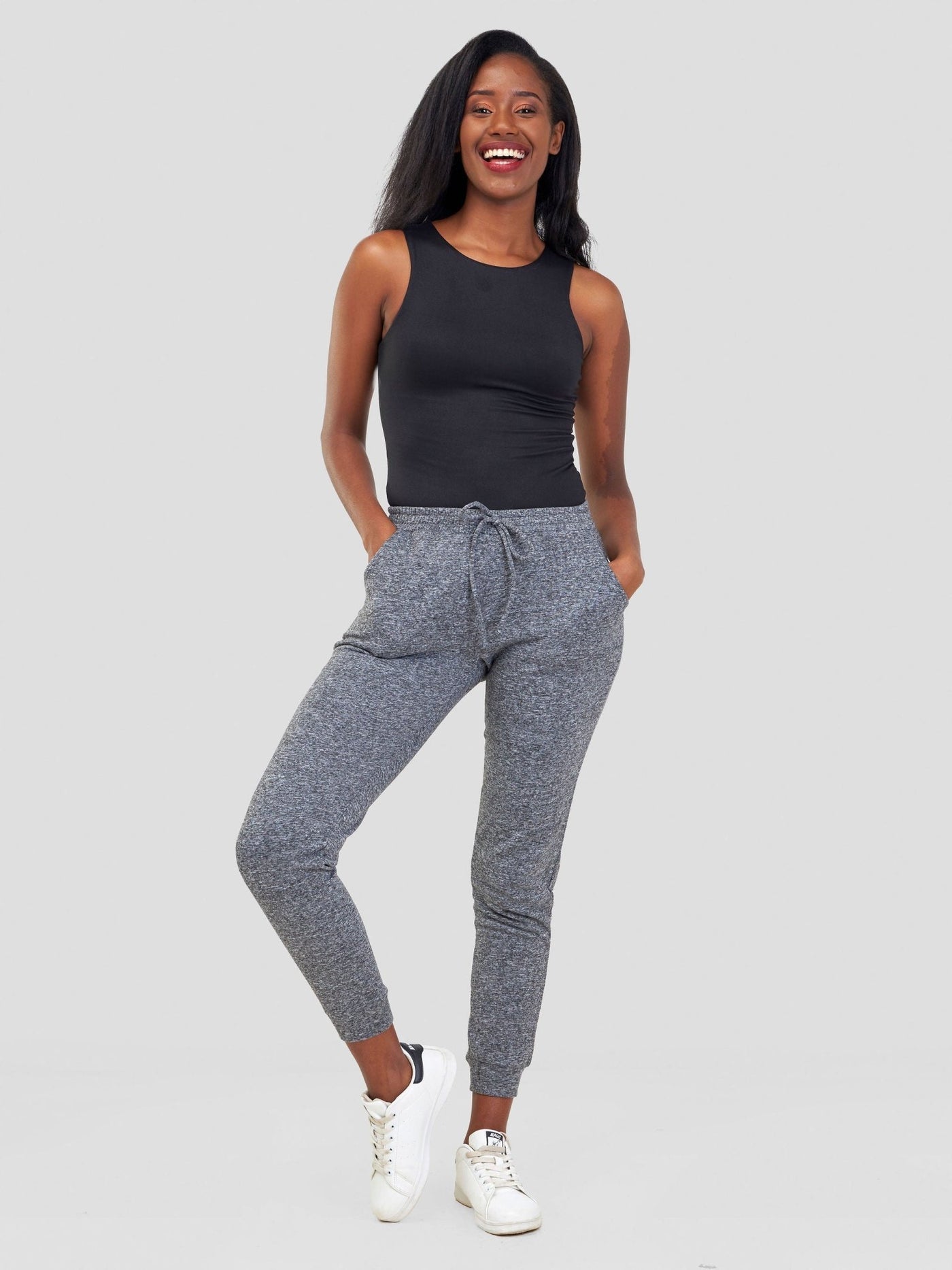 Popular 21 Tacking Tie Joggers With Pockets - Charcoal - Shopzetu