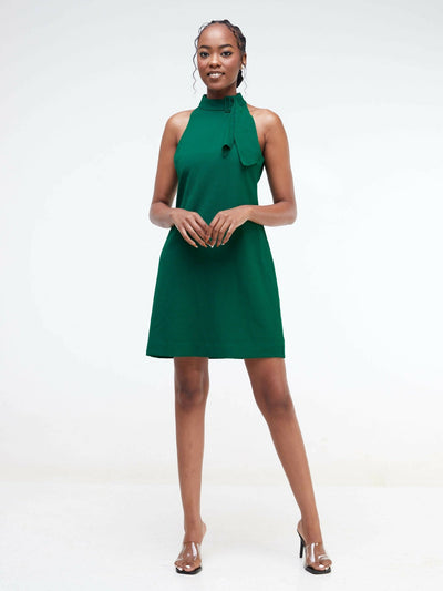 Jaidden Trendy Halter Neck Dress - Green - Shopzetu