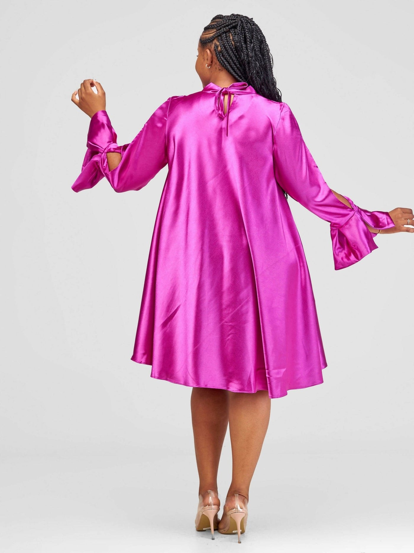 Jolly Fancy Wear Silky Shift Dress - Pink - Shopzetu
