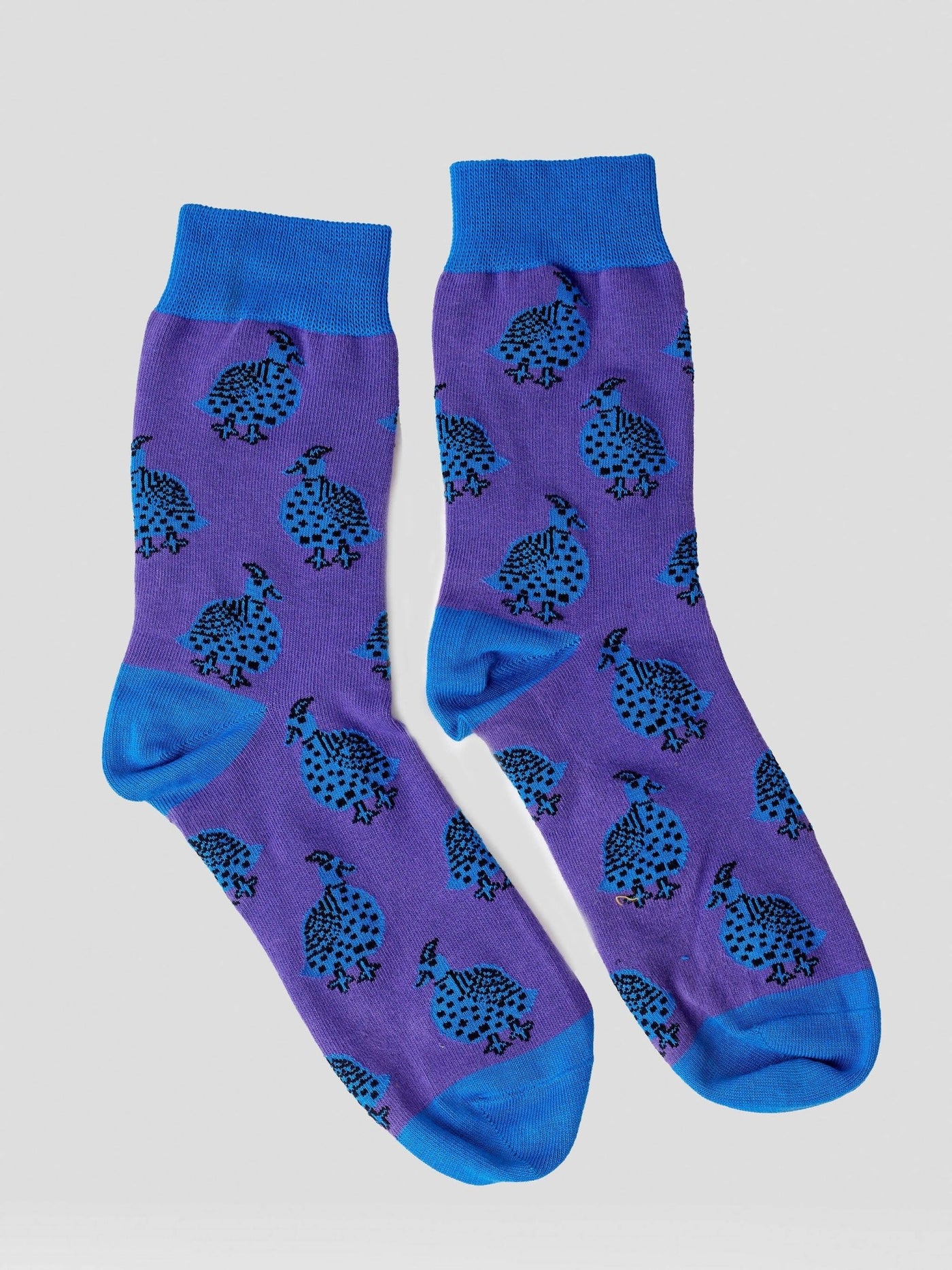 Kamata Blue Guineafowl Combed Cotton Socks - Purple / Blue - Shopzetu