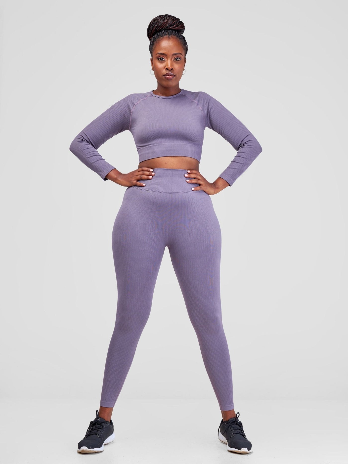 Ava Fitness Elevate 4 Piece Set - Purple Grey - Shopzetu