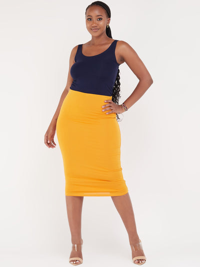 Vivo Basic Lined Capri Skirt - Mustard