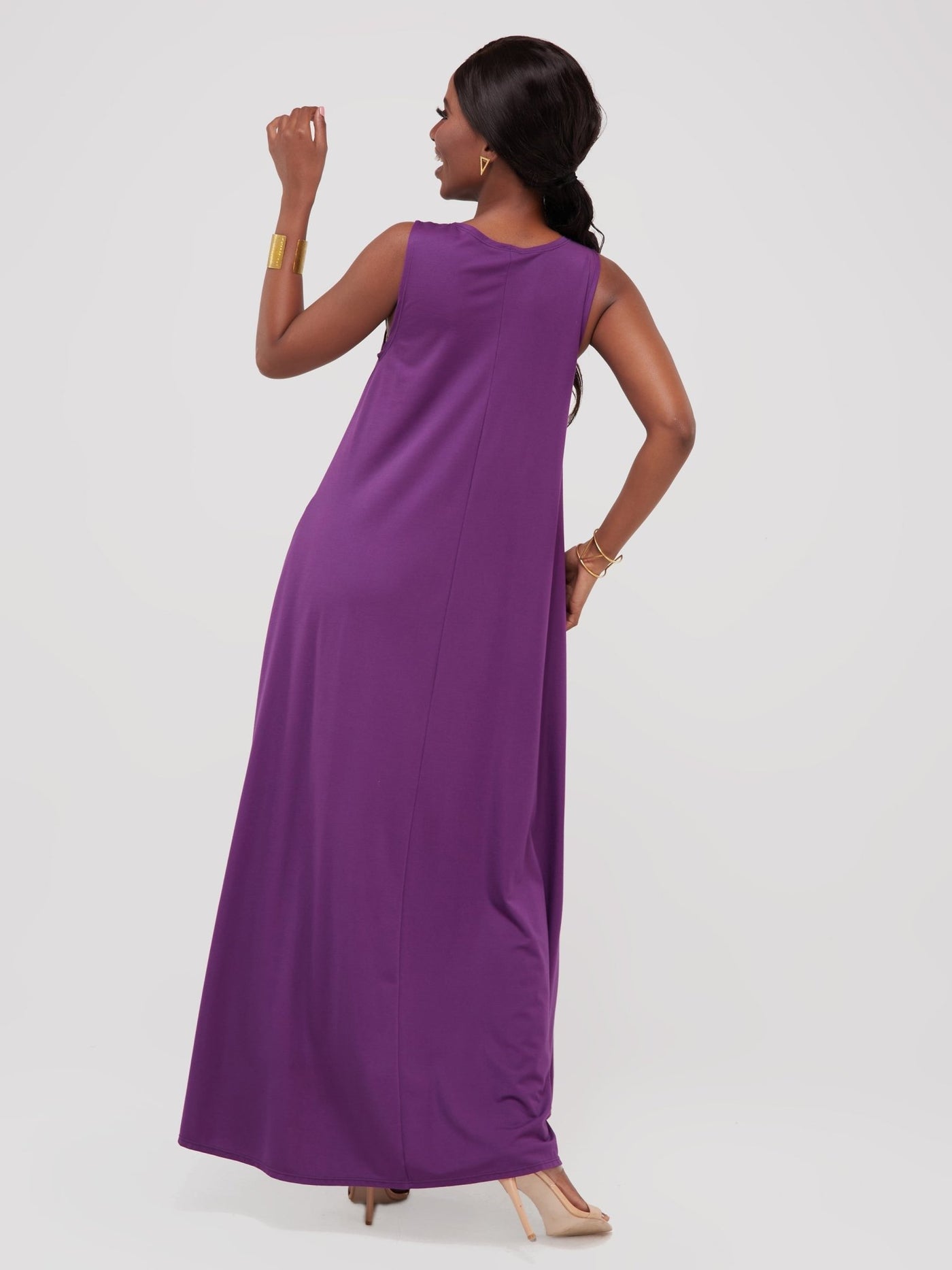 Vivo Basic Sleeveless Kena Tent Maxi Dress - Purple - Shopzetu