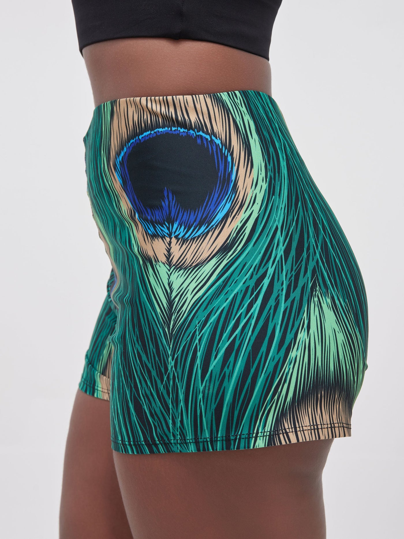 Zoya Athleisure Hot Pants - Peacock Print
