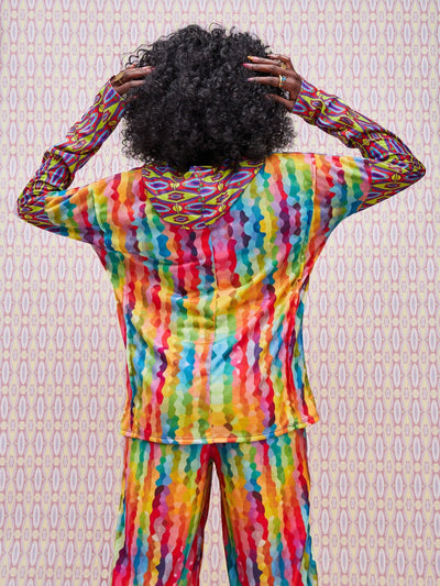 Zoya Brave Hoodie Print Top - Rainbow Geometric Print - Shopzetu