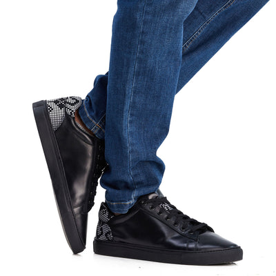 Kali Black Sneakers: Premium Black Leather with Mabati