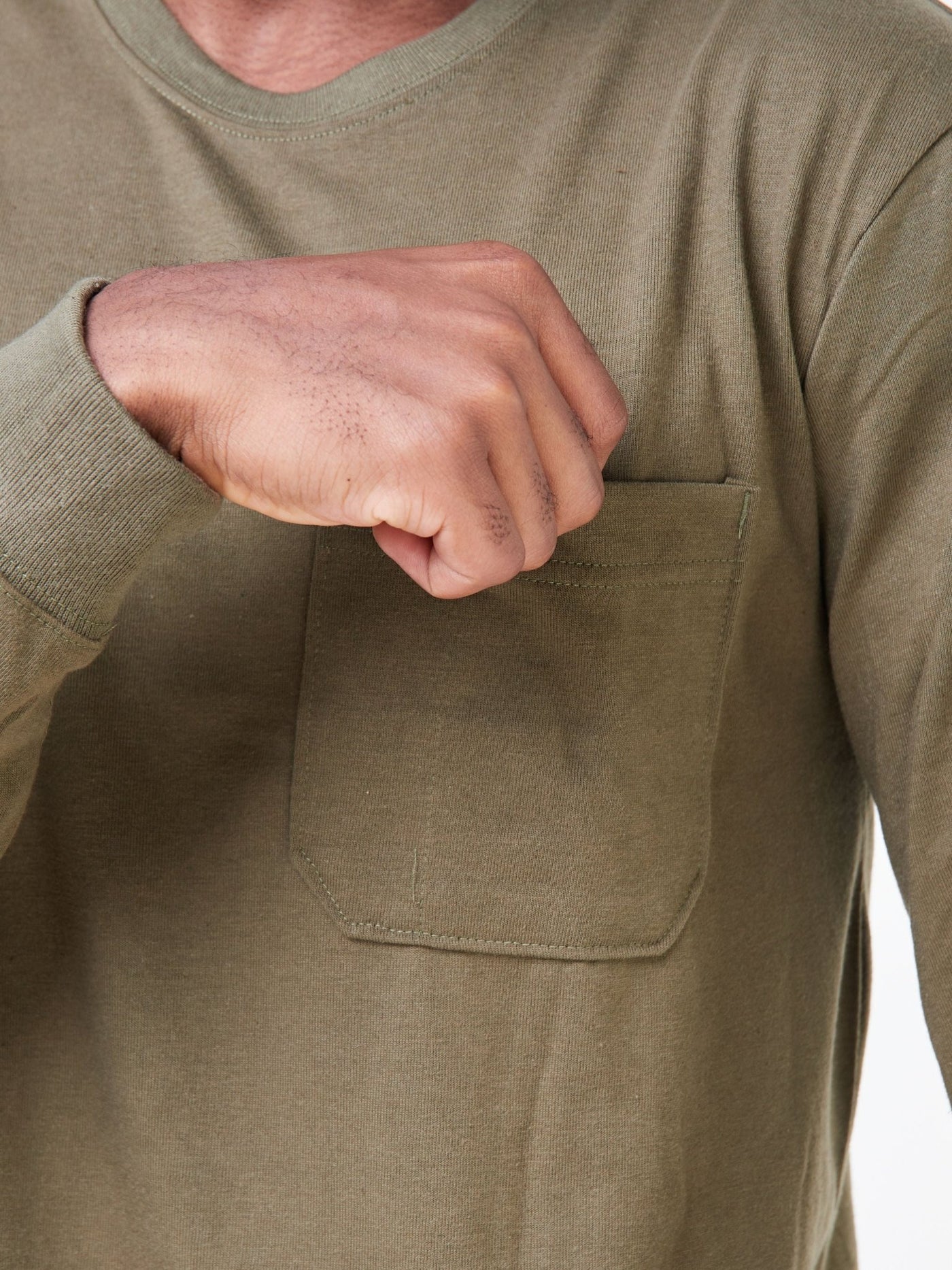 Alladin Wrangler Long Sleeve T-Shirt - 65% Polyester 35% Cotton - Olive Green - Shopzetu