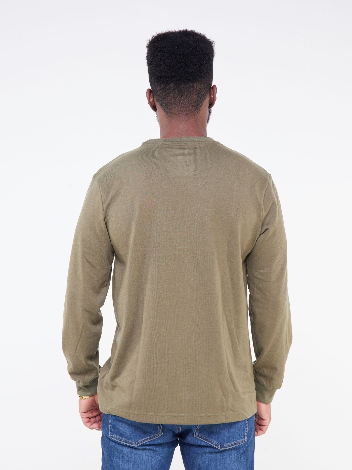 Alladin Wrangler Long Sleeve T-Shirt - 65% Polyester 35% Cotton - Olive Green - Shopzetu