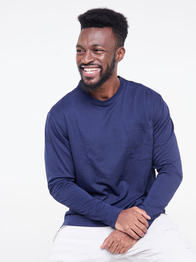 Alladin Wrangler Long Sleeve T-Shirt - 100% Polyester - Navy Blue - Shopzetu