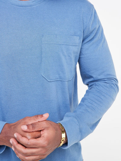 Alladin Wrangler Long Sleeve T-Shirt - 65% Polyester 35% Cotton - Stone Blue - Shopzetu