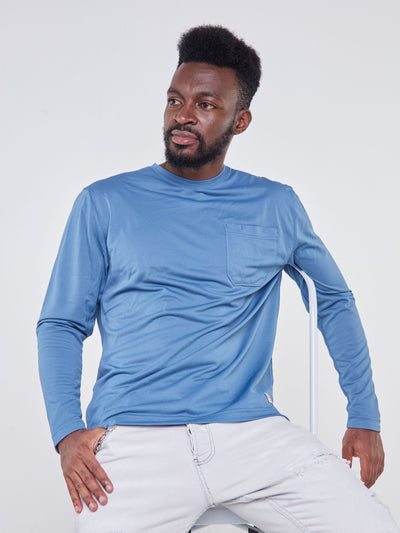 Alladin Wrangler Long Sleeve T-Shirt - 100% Polyester - Stone Blue - Shopzetu