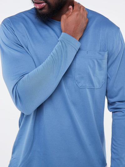Alladin Wrangler Long Sleeve T-Shirt - 100% Polyester - Stone Blue - Shopzetu