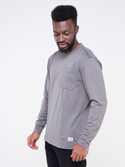 Alladin Wrangler Long Sleeve T-Shirt - 100% Polyester - Charcoal - Shopzetu