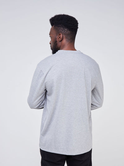 Alladin Wrangler Long Sleeve T-Shirt - 65% Polyester 35% Cotton - Light Grey - Shopzetu