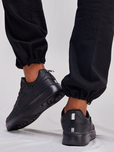 Ziatu Women's Double Leather Sneakers - Black - Shopzetu
