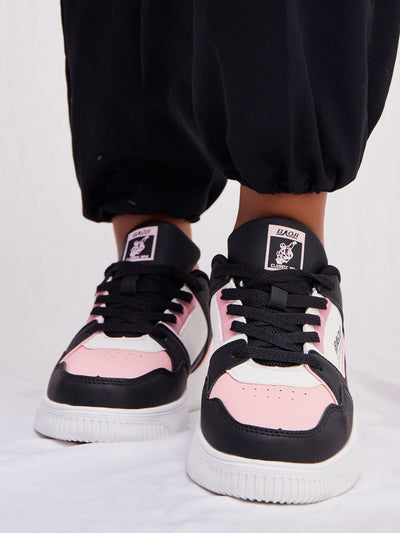 Ziatu Women's Out of Boundary Sneakers - Black/ Pink - Shopzetu