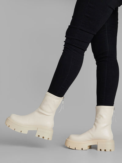 Ziatu Women's Ankle Boots - Cream - Shopzetu