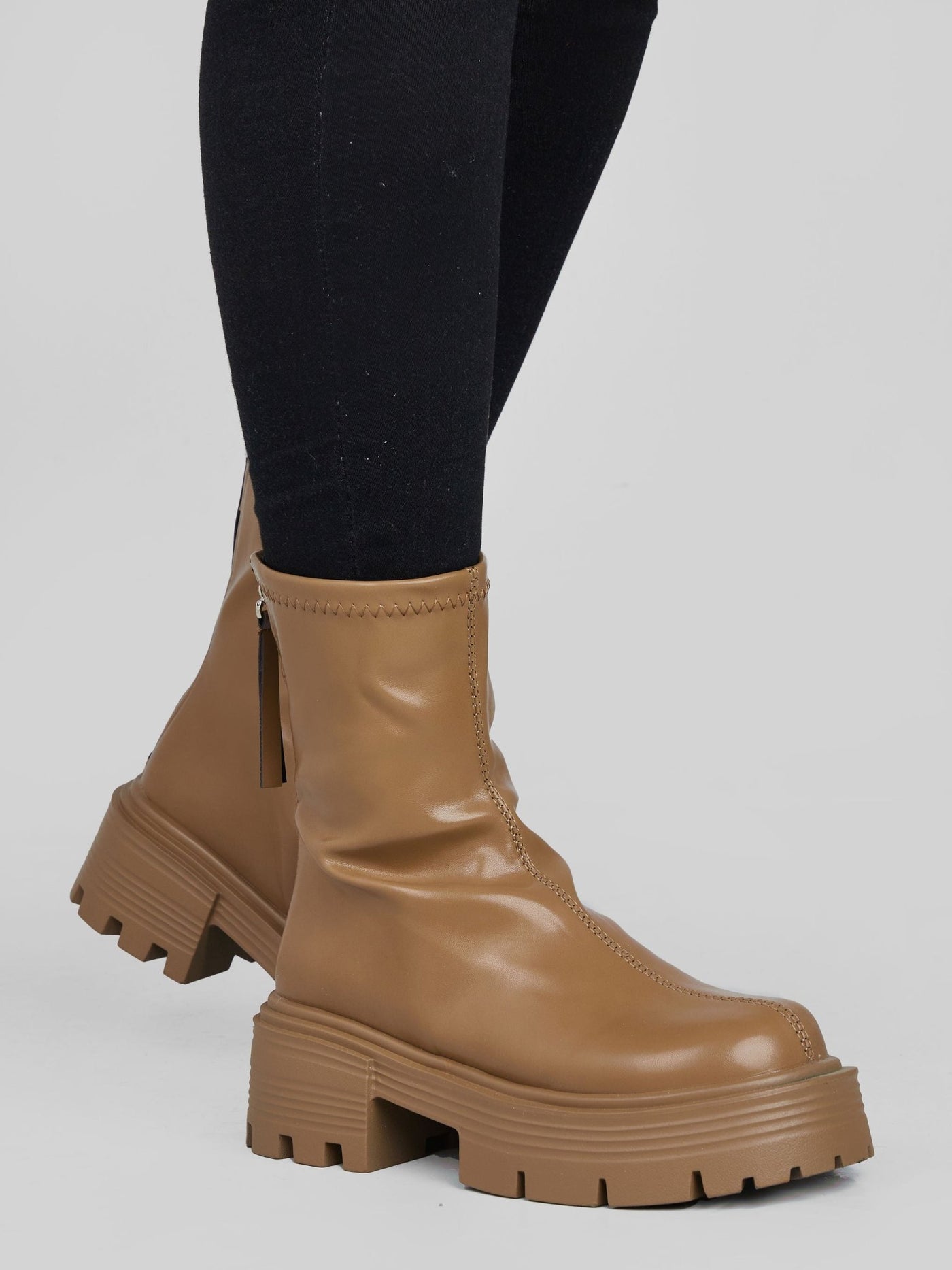 Ziatu Women's Ankle Boots - Khaki Brown - Shopzetu