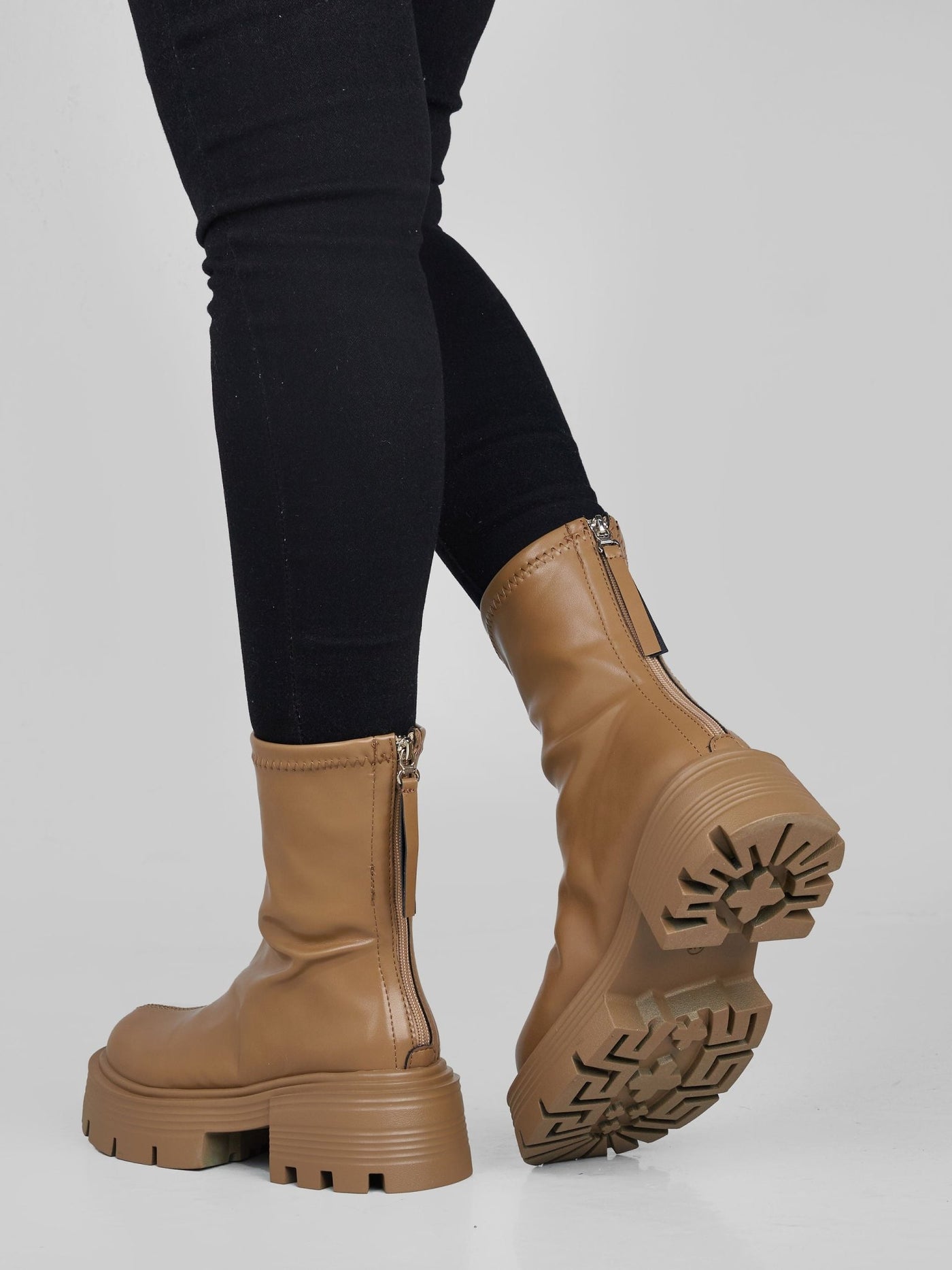 Ziatu Women's Ankle Boots - Khaki Brown - Shopzetu