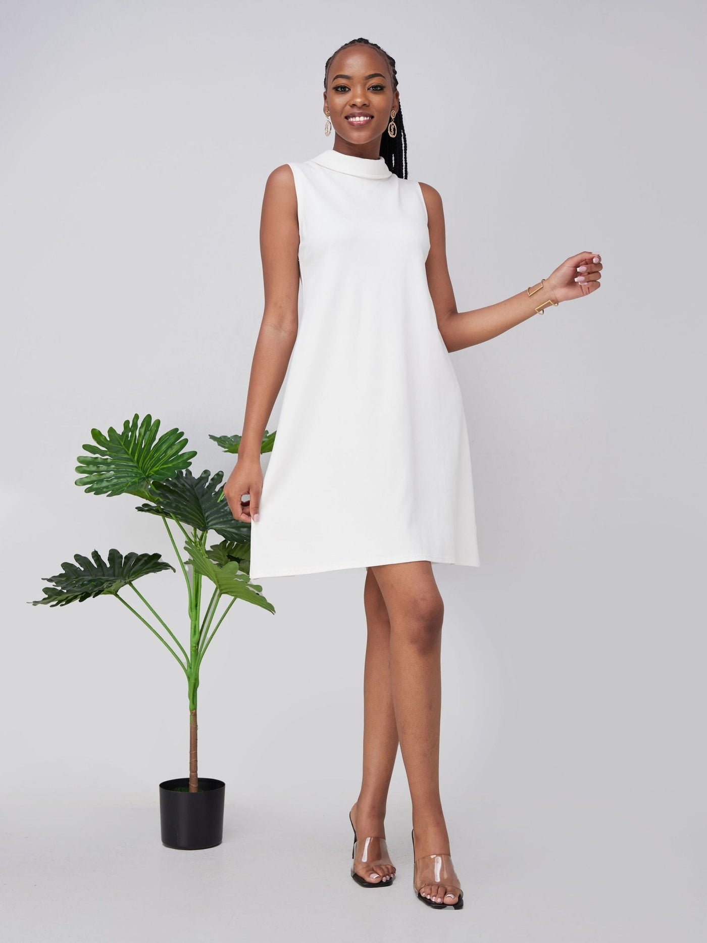 Vivo Chalbi A-line Dress - White - Shopzetu