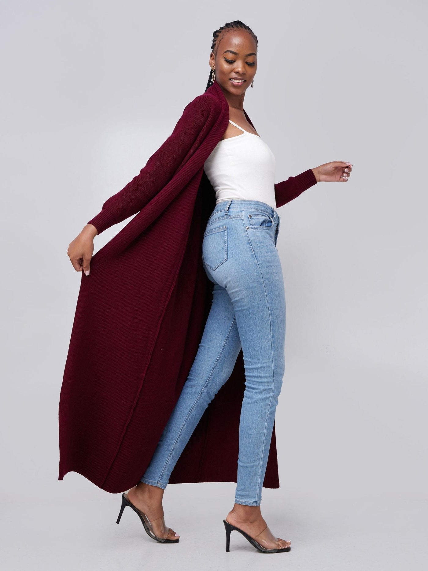 Vivo Long Sleeve Maxi Waterfall - Maroon - Shopzetu